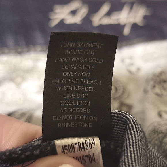 WHBM Dark Blue Crop Jeans w/Rhinestones on Back Pockets Women's Size 14 - Picture 9 of 15